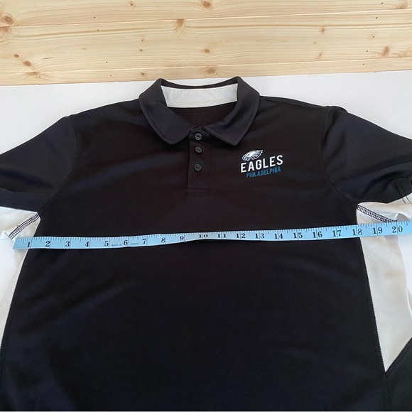 OTS NFL Philadelphia Eagles Men’s Small Poly Dot Polo Black White Logo - Picture 6 of 8
